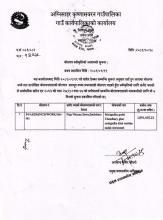 बोलपत्र स्वीकृतिको आशयको सूचना । 